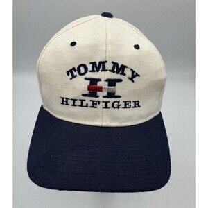Vintage Tommy Hilfiger Snapback Hat Blue White H Kap Sam Jung Rare